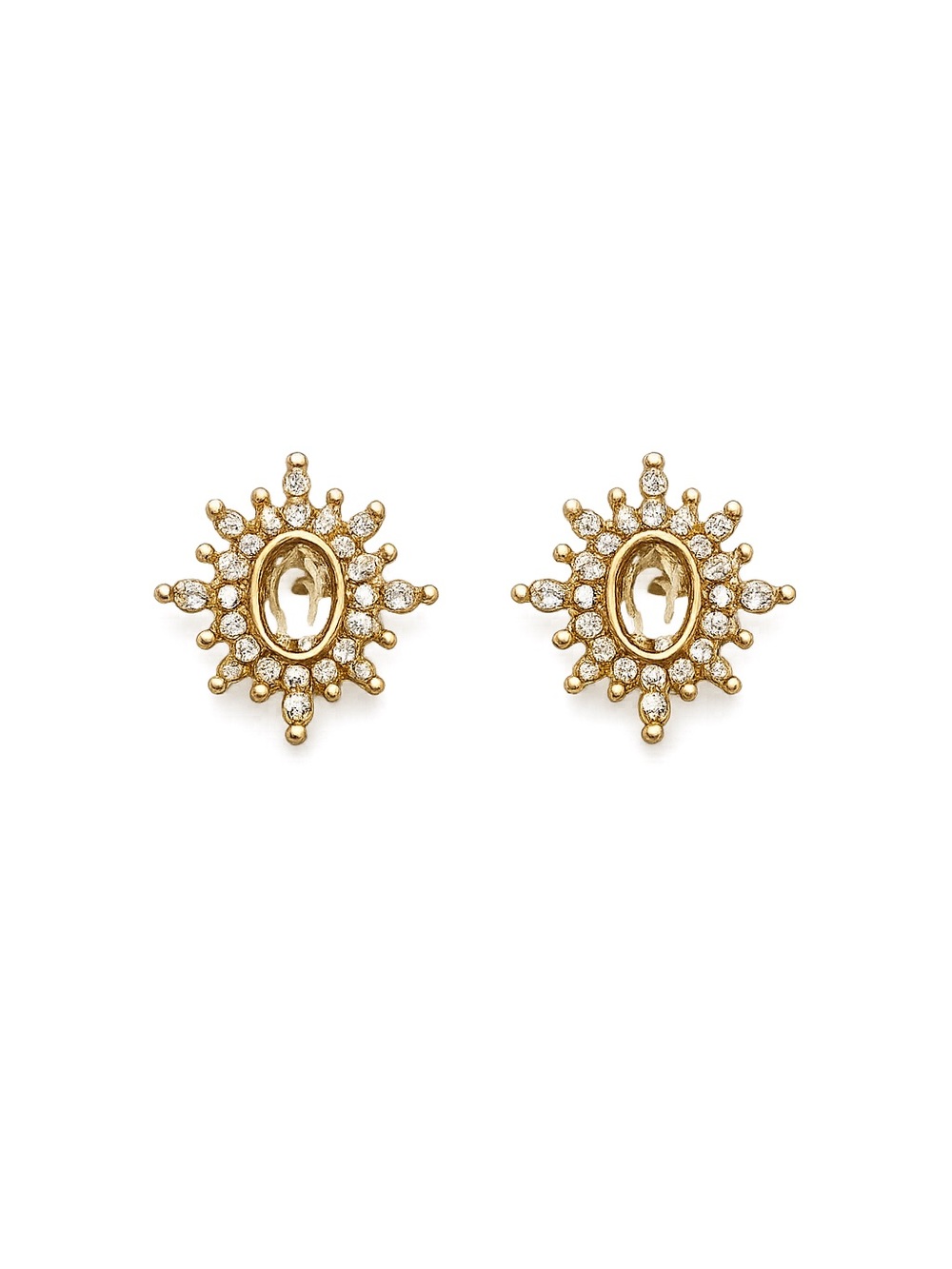 Studio Gold Sunburst Crystal Stud Earrings - Women Jewelry